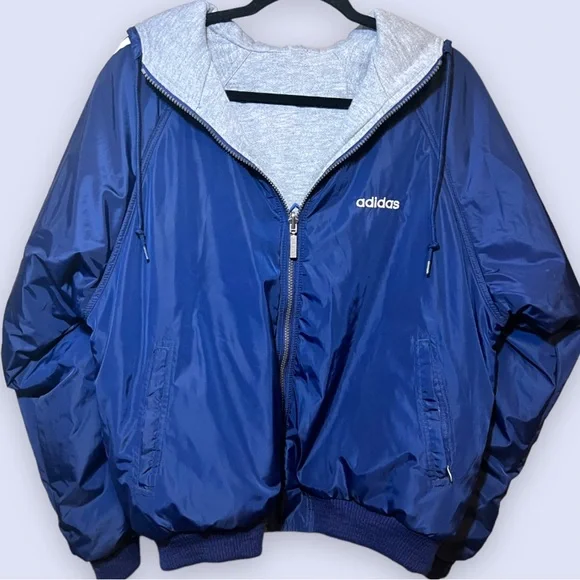 ADIDAS Vintage 90s Oversized Jacket Reversible Athleisure Streetwear BBoy HipHop - Picture 5 of 7